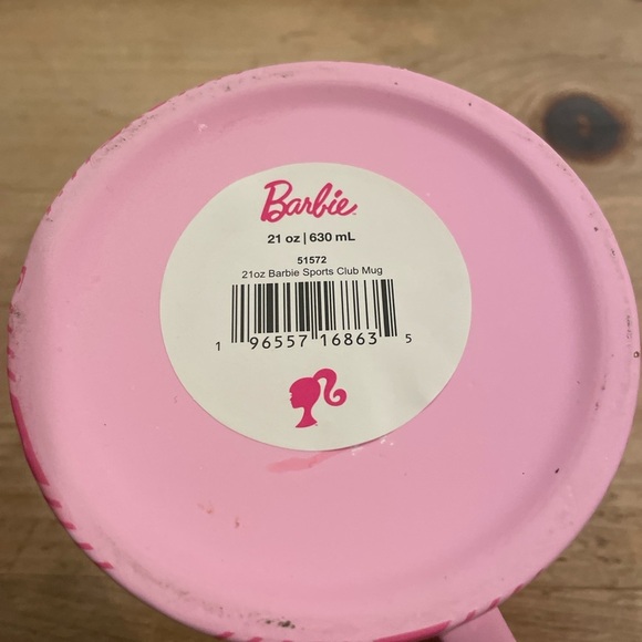 NWOT Barbie Mug B handle Pink hot pink logo 21oz coffee tea barbiecore novelty - Picture 3 of 6